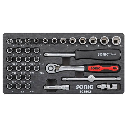 Sonic BMCS Blasformkoffer mit 1/4'' Nuss- und Bit-Satz, 35-teilig