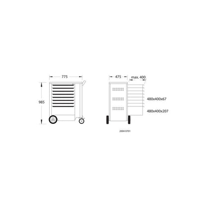 GEDORE Werkzeugwagen mit 8 Schubladen 2004 0701