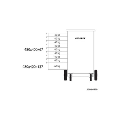 GEDORE Rollwerkbank mit 9 Schubladen 1504 0810