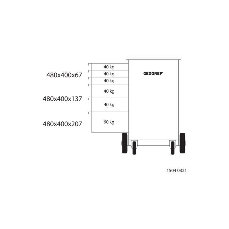 GEDORE Rollwerkbank mit 6 Schubladen 1504 0321