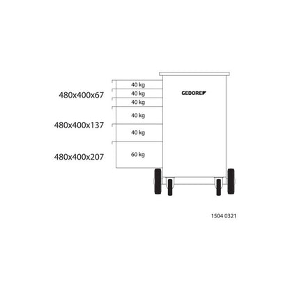 GEDORE Rollwerkbank mit 6 Schubladen 1504 0321