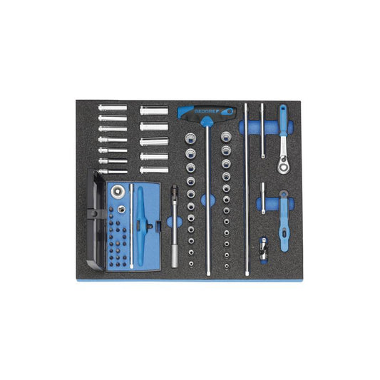 GEDORE Steckschlüssel-Sortiment 1/4" in Check-Tool-Modul, 67-teilig 2005 CT2-D 20