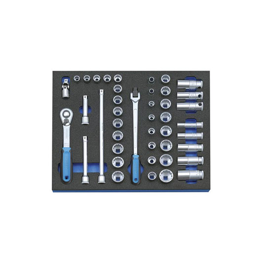 GEDORE Steckschlüssel-Sortiment 3/8" in Check-Tool-Modul, 43-teilig 2005 CT2-D 30