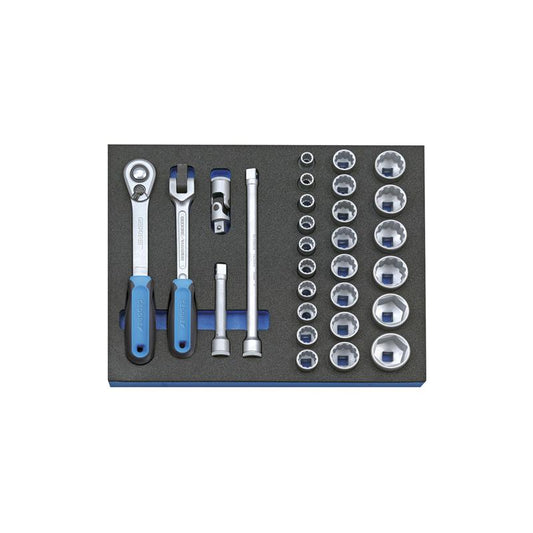 GEDORE Steckschlüssel-Sortiment 1/2" in Check-Tool-Modul, 29-teilig 2005 CT2-D 19