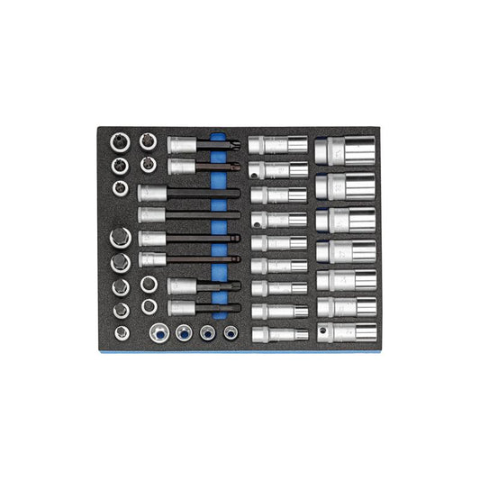 GEDORE Steckschlüssel-Sortiment 1/2" in Check-Tool-Modul, 40-teilig 2005 CT2-D 19L