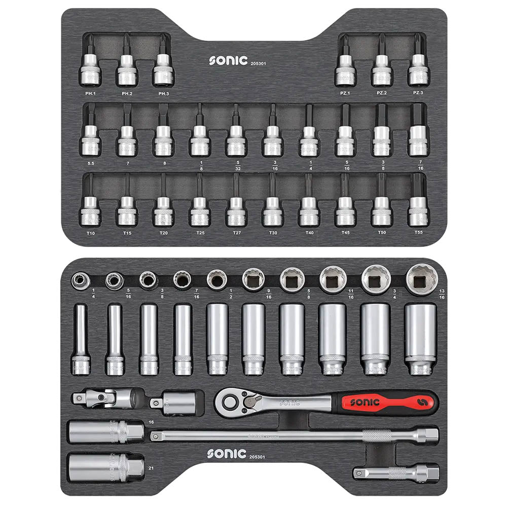 Sonic BMCS Blasformkoffer mit 3/8'' Ratschen-Satz (SAE), 53-teilig