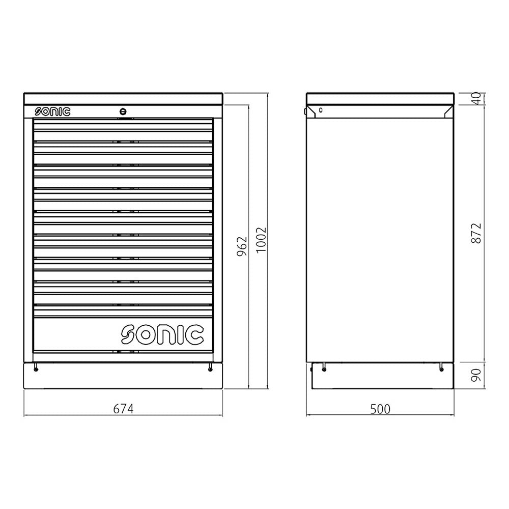 Sonic MSS 674mm Schrank ohne Arbeitsplatte