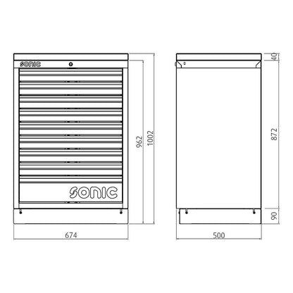 Sonic MSS 674mm Schrank ohne Arbeitsplatte