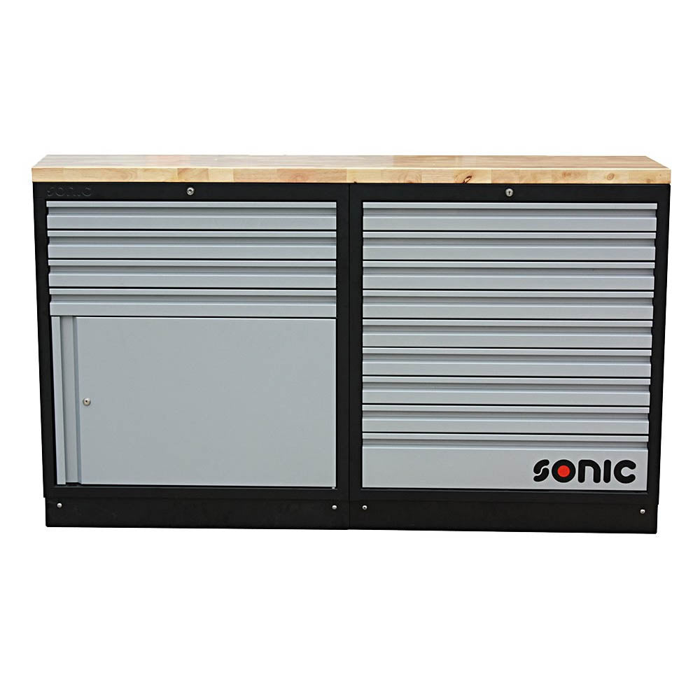 Sonic MSS 1690mm Schrankwand mit Holz-Arbeitsplatte