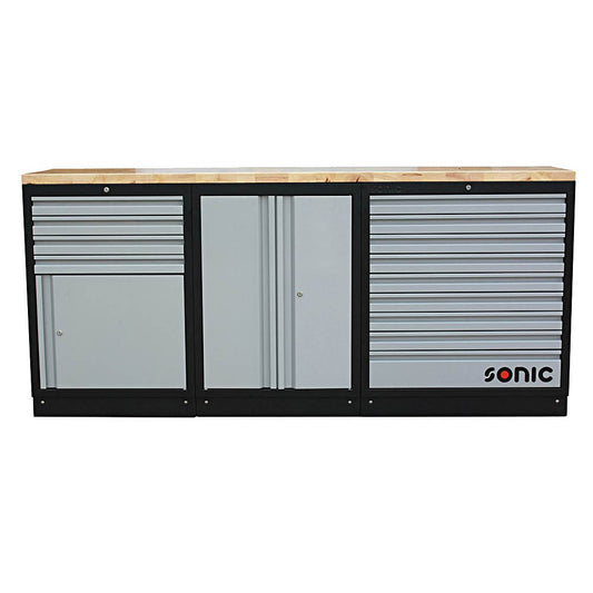 Sonic MSS 2193mm Schrankwand mit Holz-Arbeitsplatte