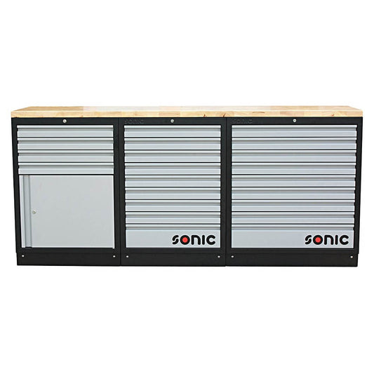 Sonic MSS 2193mm Schrankwand mit Holz-Arbeitsplatte