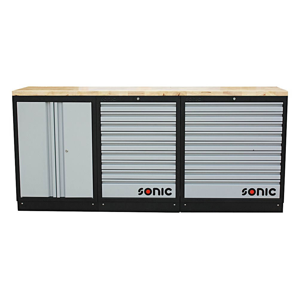 Sonic MSS 2193mm Schrankwand mit Holz-Arbeitsplatte