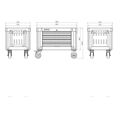 Sonic Aufsatzbox leer mit Rollensatz (859 x 643 x 532 mm)