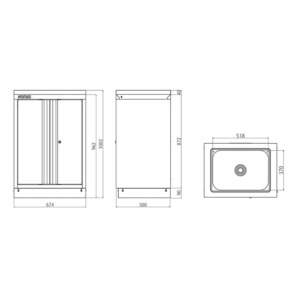 Sonic MSS 674mm Wandschrank mit Waschbecken