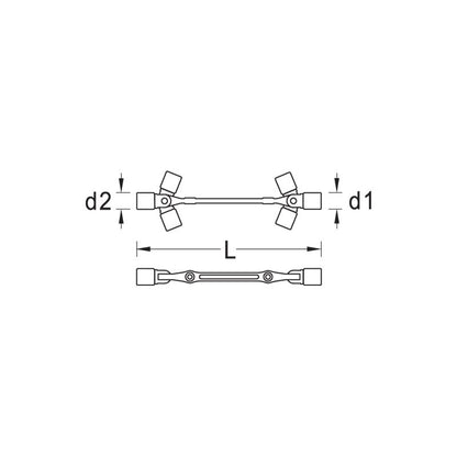 GEDORE Doppel-Gelenkschlüssel-Satz in 1/3 ES-Modul 1500 ES-34