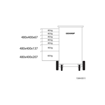 GEDORE Rollwerkbank mit 7 Schubladen 1504 0511