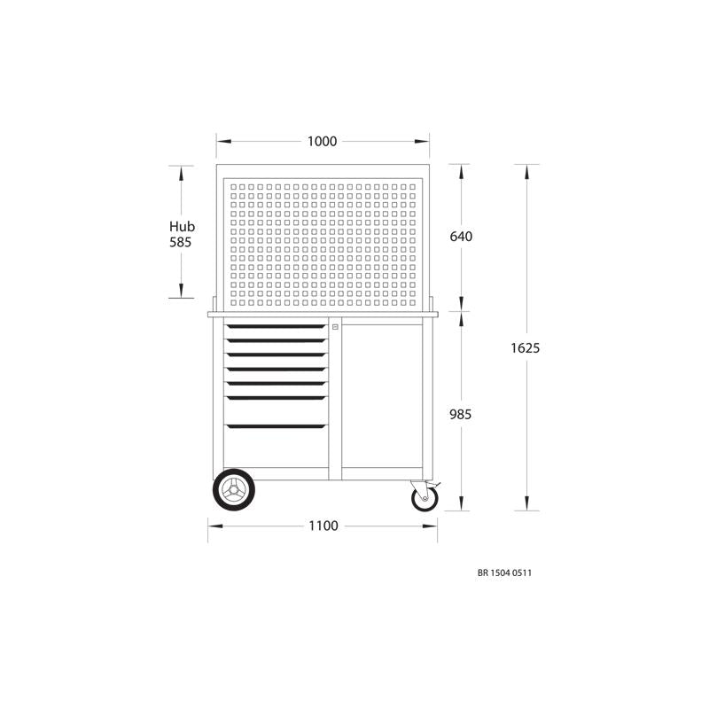 GEDORE Rollwerkbank mit Rückwand + Hakensortiment BR 1504 0511 LH