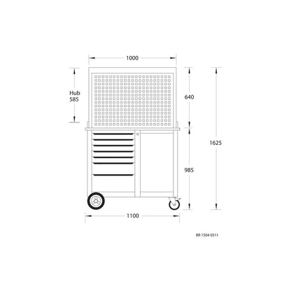 GEDORE Rollwerkbank mit Rückwand + Hakensortiment BR 1504 0511 LH