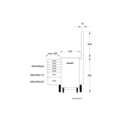 GEDORE Rollwerkbank mit Rückwand BR 1504 0511 L