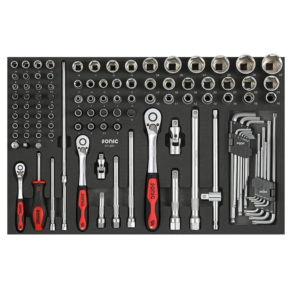 Sonic Schaumeinlage (SFS) 1/4'', 3/8'', 1/2'' Nuss- und Bit-Satz, 112-teilig