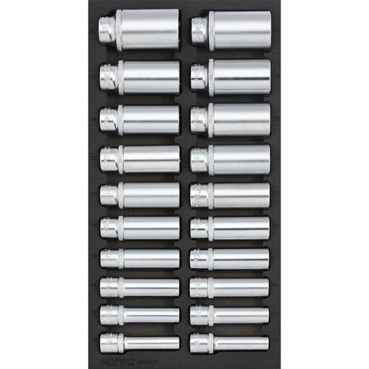 Sonic Schaumeinlage 1/3 SFS 1/2" Nuss-Satz lang 20-teilig