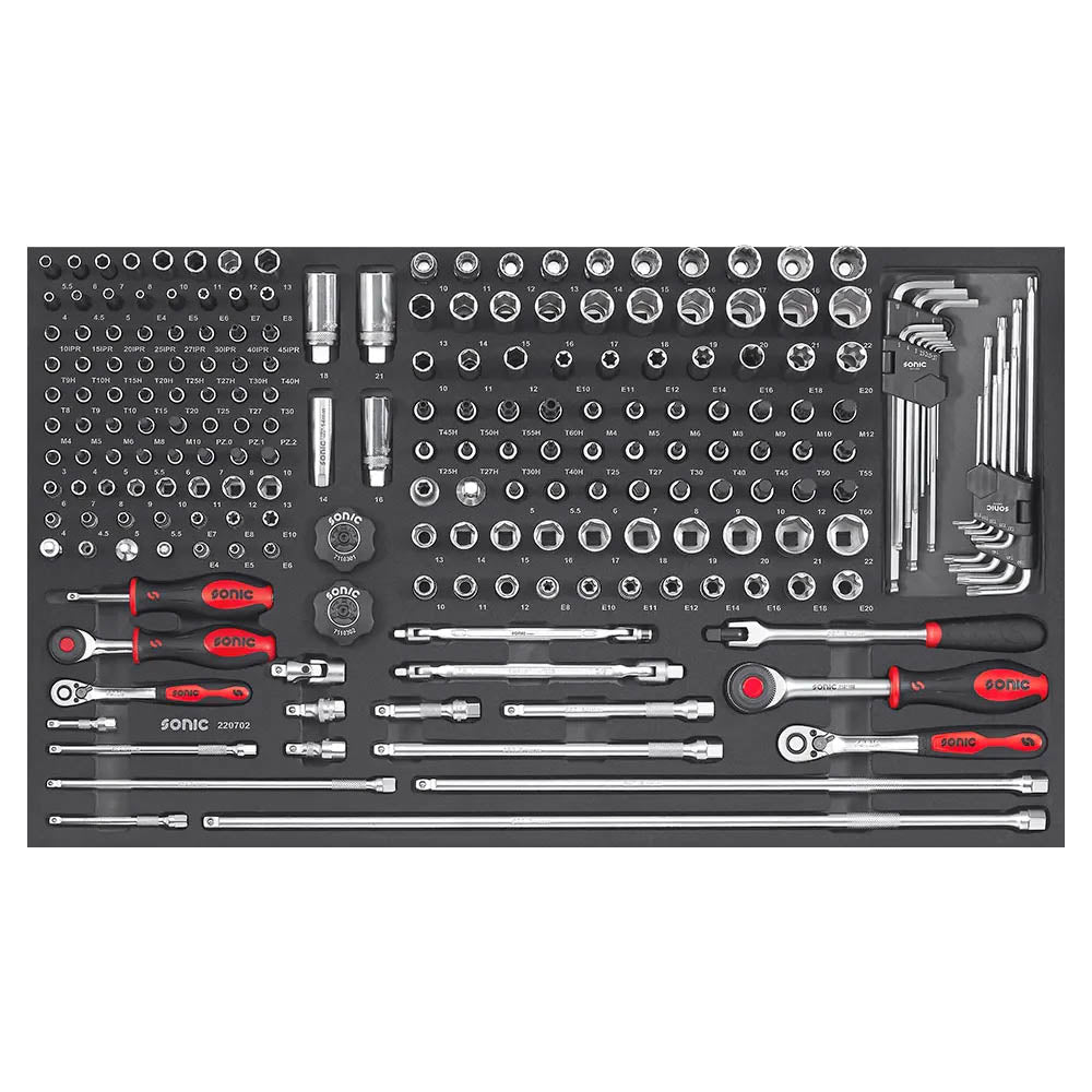 Sonic Schaumeinlage SFS Kombinations-Set 1/4" & 3/8", 207-teilig